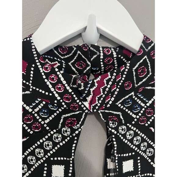 Express Womens Sz S Paisley Long Slv Career Workwear Dress Keyhole Neckline NEW - Picture 7 of 12